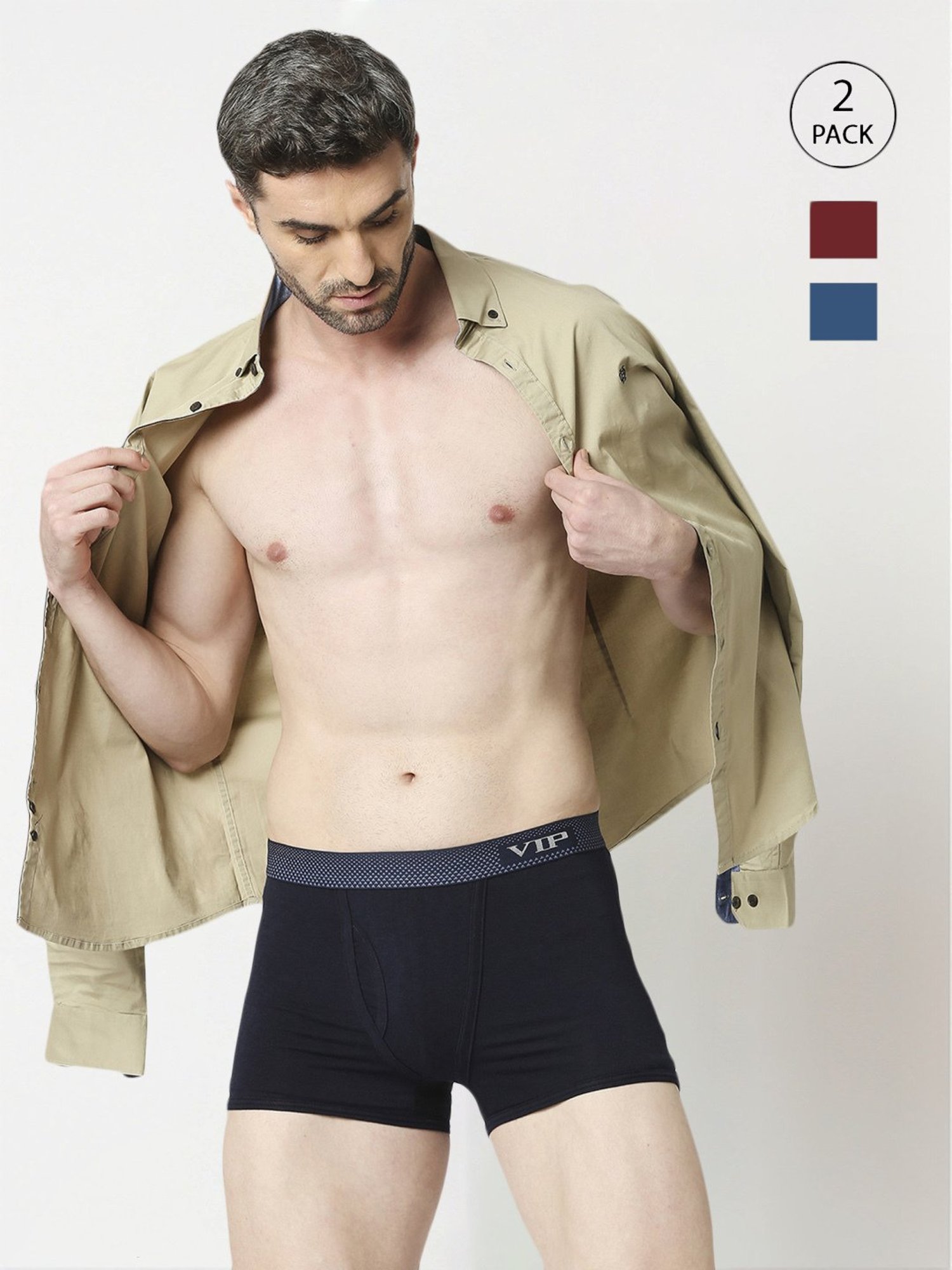 VIP Assorted Cotton Skinny Fit Trunks - Pack Of 2