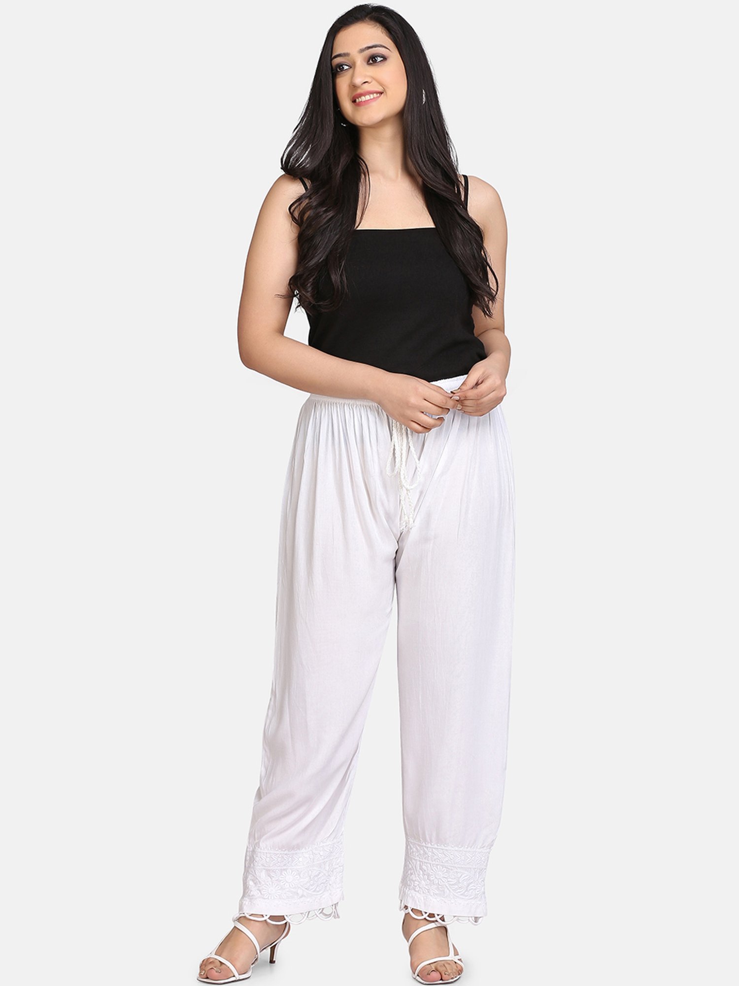 SHADES White Chikankari Pants