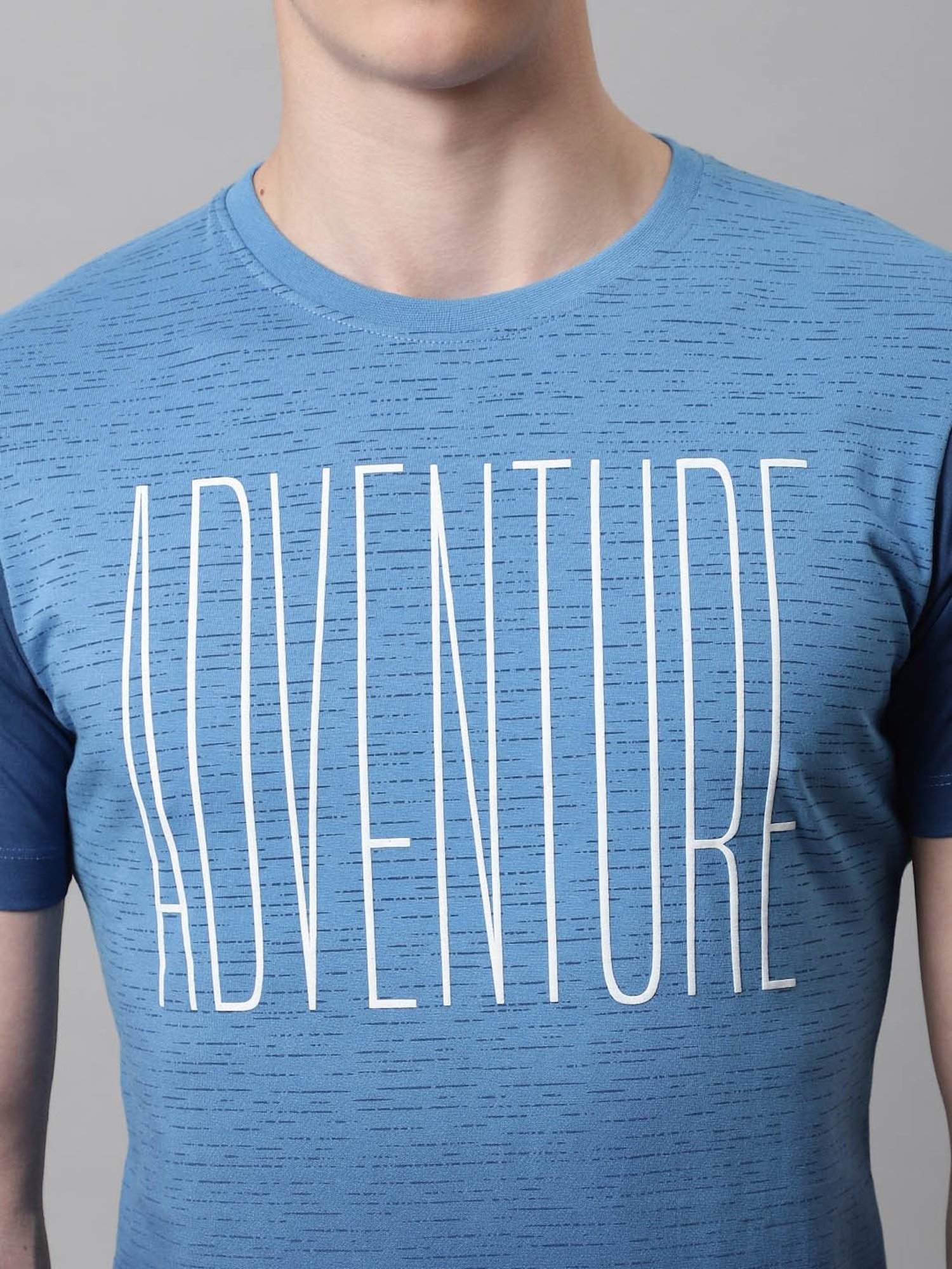 Venitian- Forbidden Clothing Ocean Blue Slim Fit Printed T-Shirt