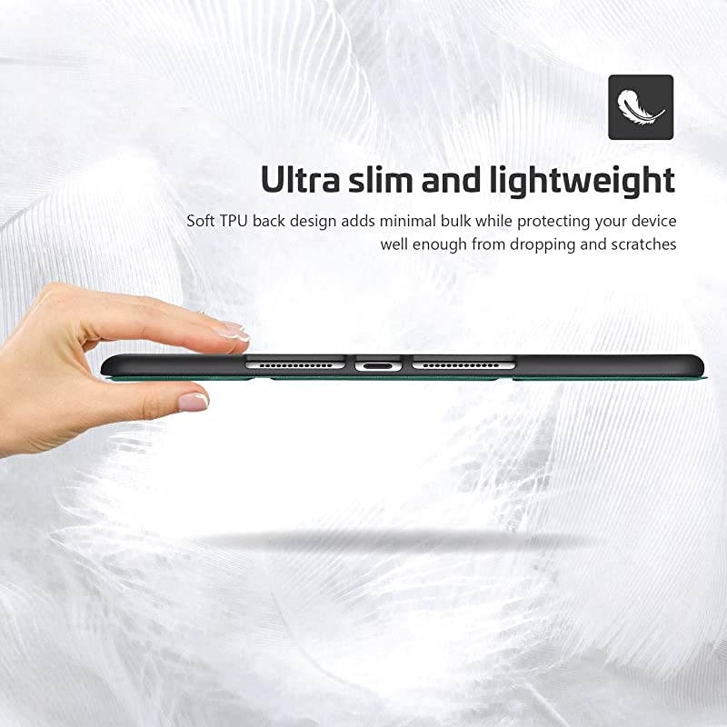 New iPad 10.2 Case (2020 8th Generation / 2019 7th Generation) with Pencil Holder and Flexible Soft TPU Back Cover, Slim Steady Stand Protective Case for 10.2" iPad 8th / iPad 7th -Green