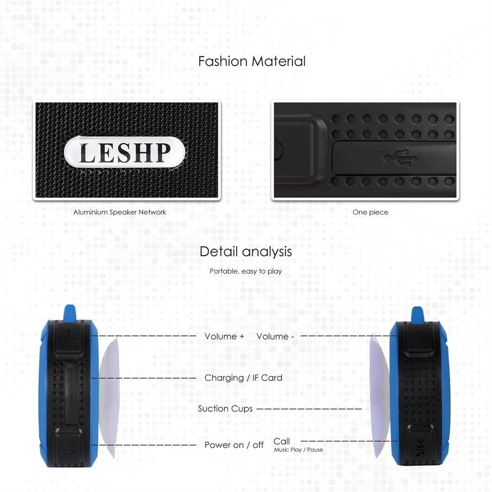 LESHP C6  Wireless Bluetooth Speaker With Calls Handsfree and Suction Cup