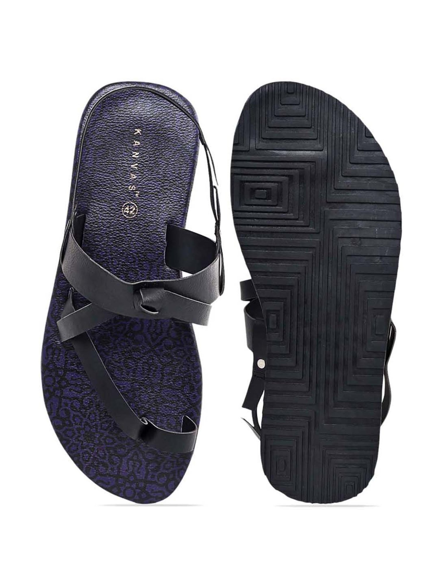 KANVAS Men's The Mystic Of The Mughals Black Toe Ring Sandals