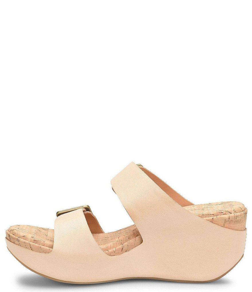 Kork-Ease Grace Leather Buckle Strap Platform Wedge Slide Sandals