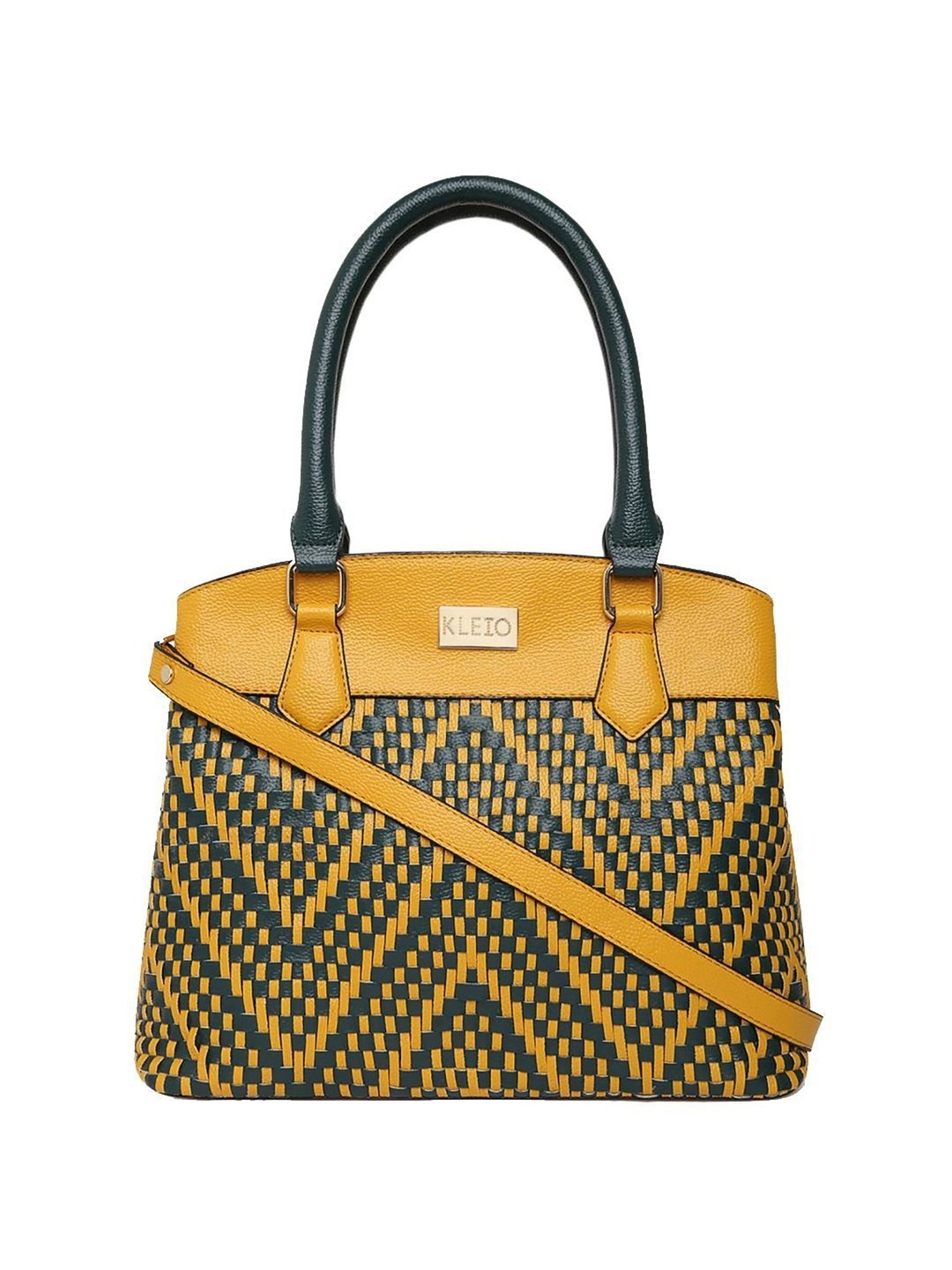 KLEIO Yellow Textured Medium Handbag