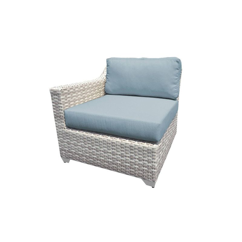 Nolin 7pc Sectional Weathered Brown Frame Sunbrella Spectrum Denim Fabric - La-Z-Boy