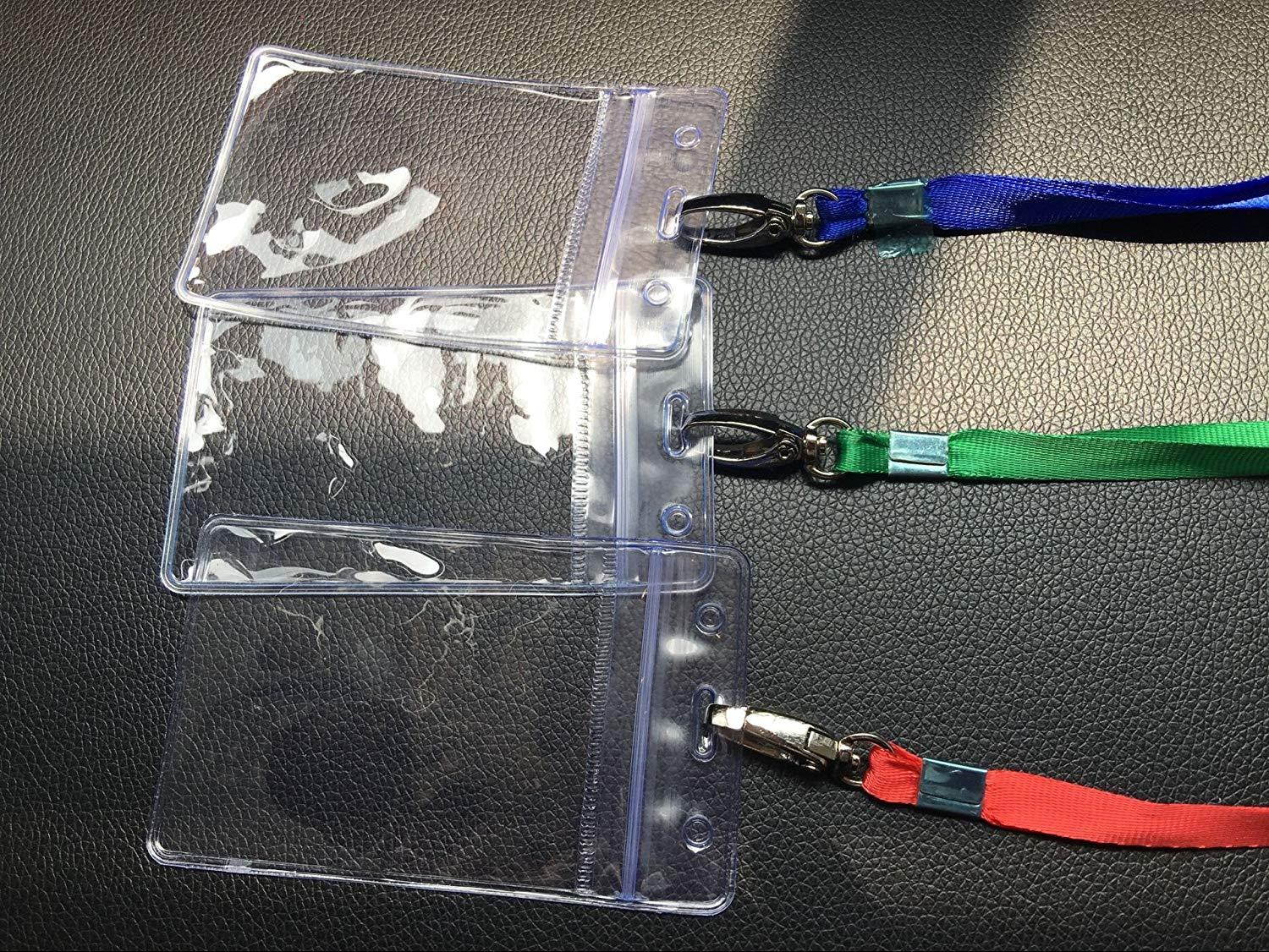 Lanyard With ID Badge Holders Vertical Name Badge Card Holders Bulk 24 Sets for Kids and Adults (Vertical)