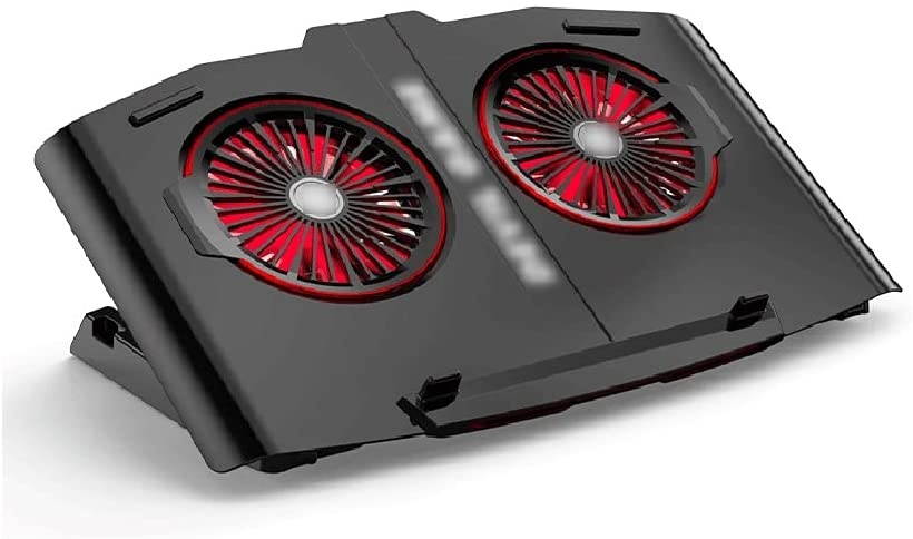 WPBOY Portable Notebook Cooler Quiet Notebook Cooling Pad Bracket Cooling Bracket for Notebook Computers Under 17.3 Inches (Black) (Color : Red Light+Adapter)