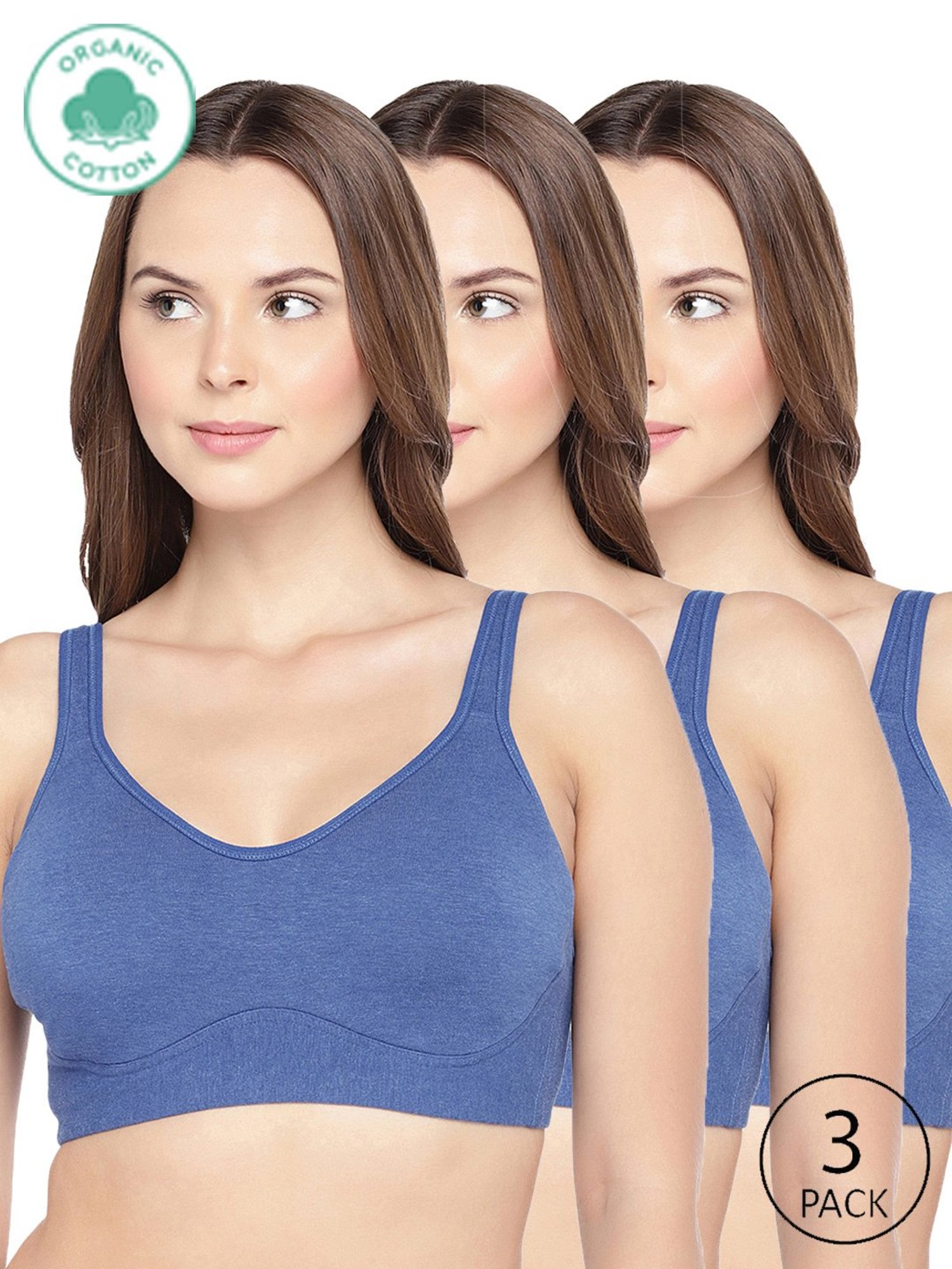Inner Sense Blue Full Coverage Bra - Pack of 3