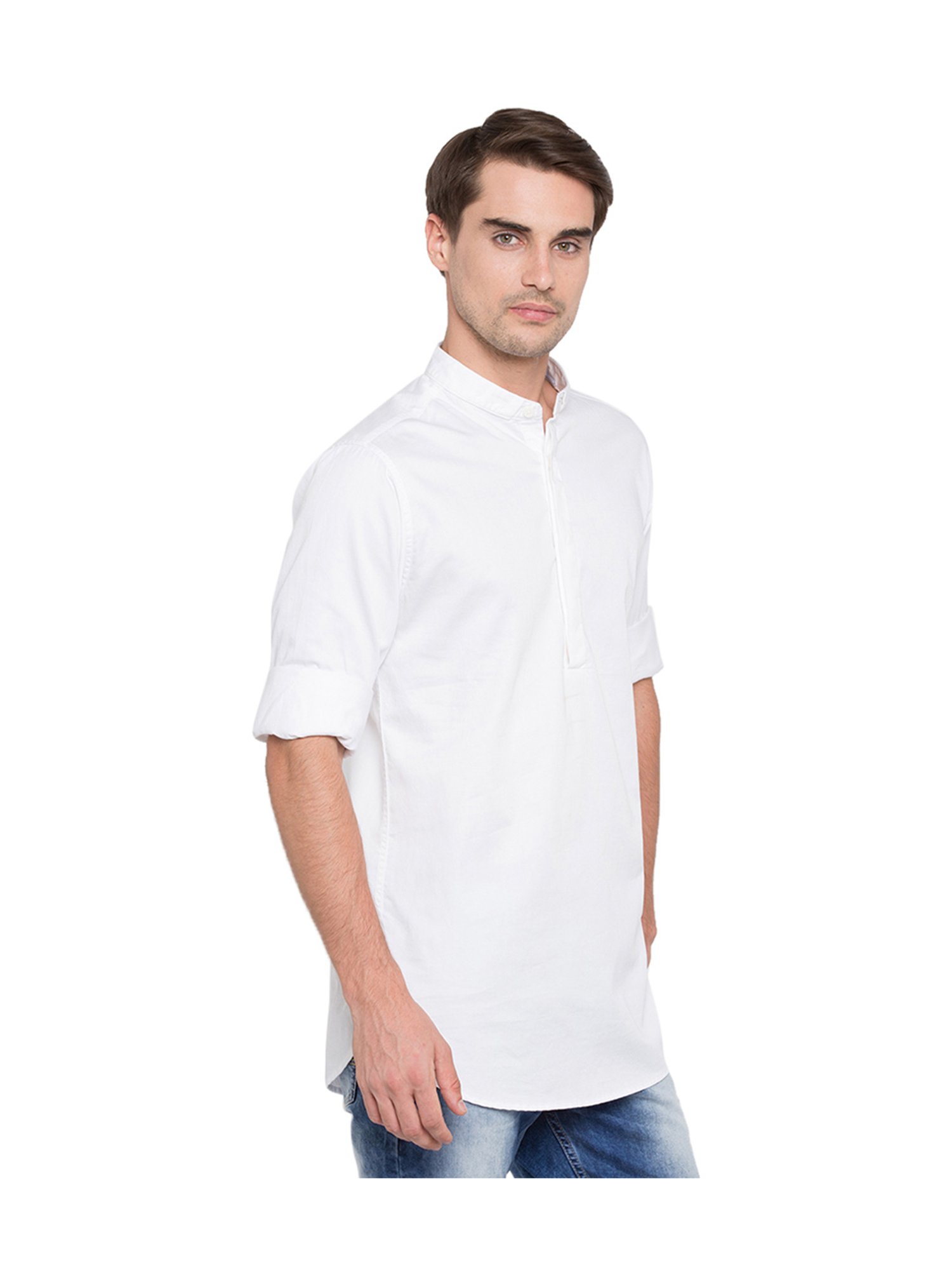 Spykar White Slim Fit Kurta