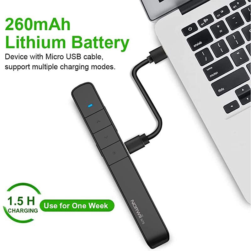 Built-in 16GB Memory,  N78 Presentation Clicker Green Light Pointer, 2.4 GHz Rechargeable Wireless Presenter Remote Clicker for PowerPoint Presentation Remote