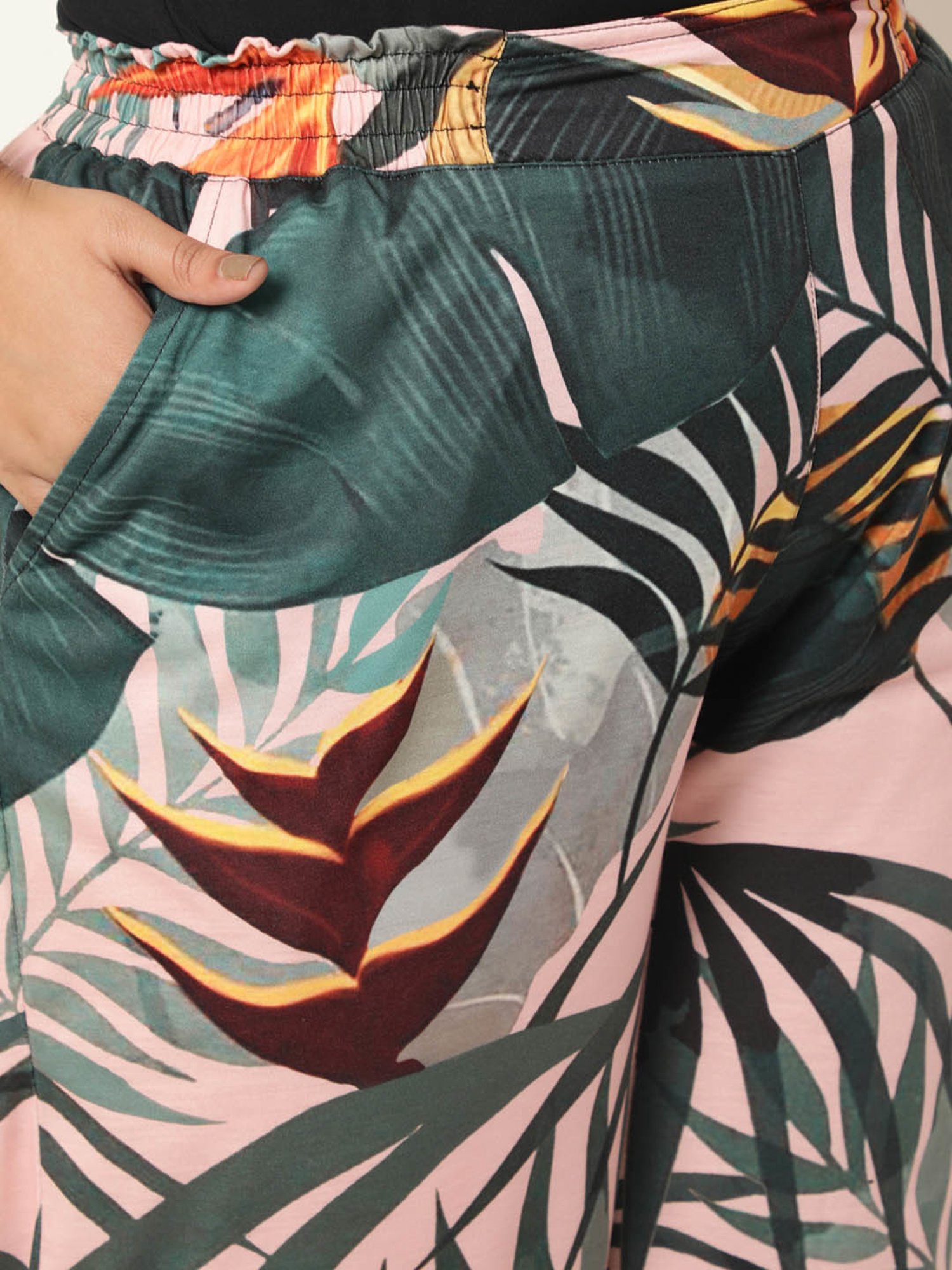 Amydus Pink Printed Regular Fit High Rise Pants