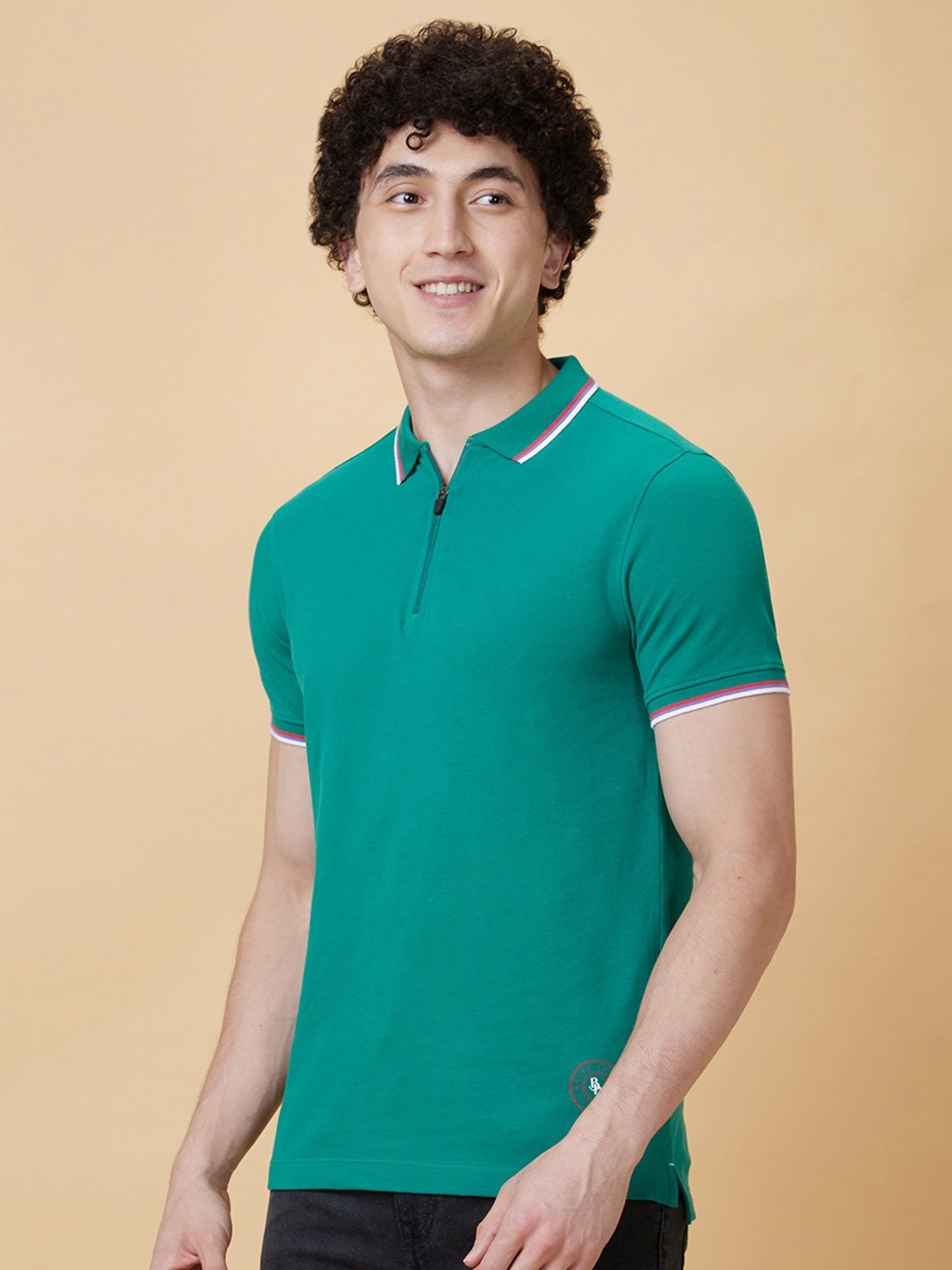 Being Human Green Regular Fit Polo T-Shirt