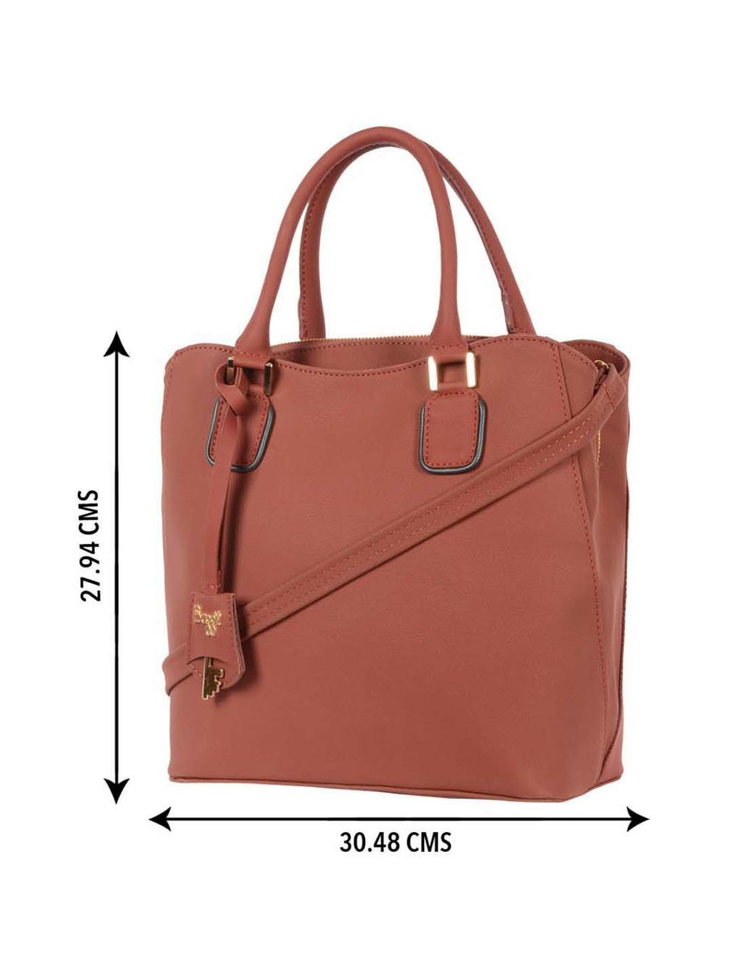 Baggit Tan Solid Medium Handbag