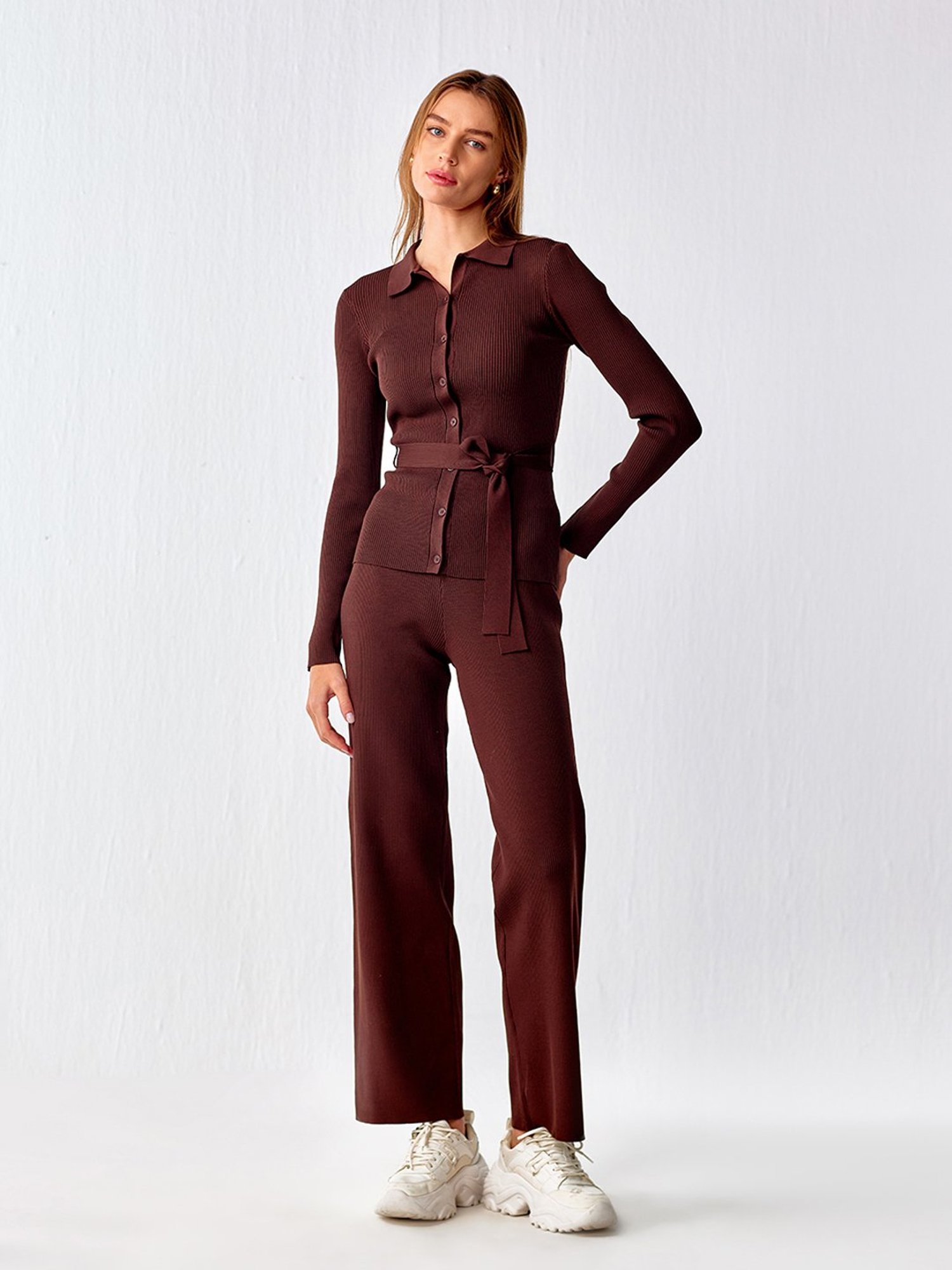 Cover Story Brown Regular Fit Cardigan