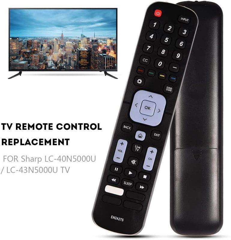 EN2A27S Remote Control Replacement for Sharp TV, Universal TV Remote Control Compatible with Sharp LC-40N5000U LC-43N5000U LC-43N6100U