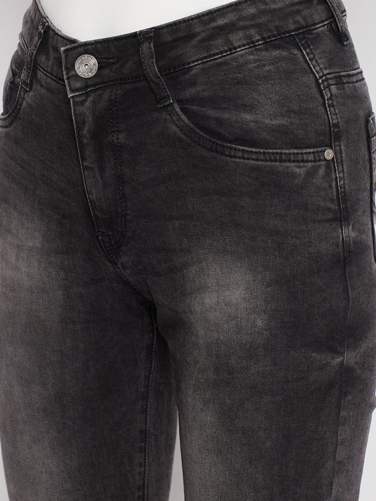 Crozo By Cantabil Black Regular Fit Mid Rise Jeans