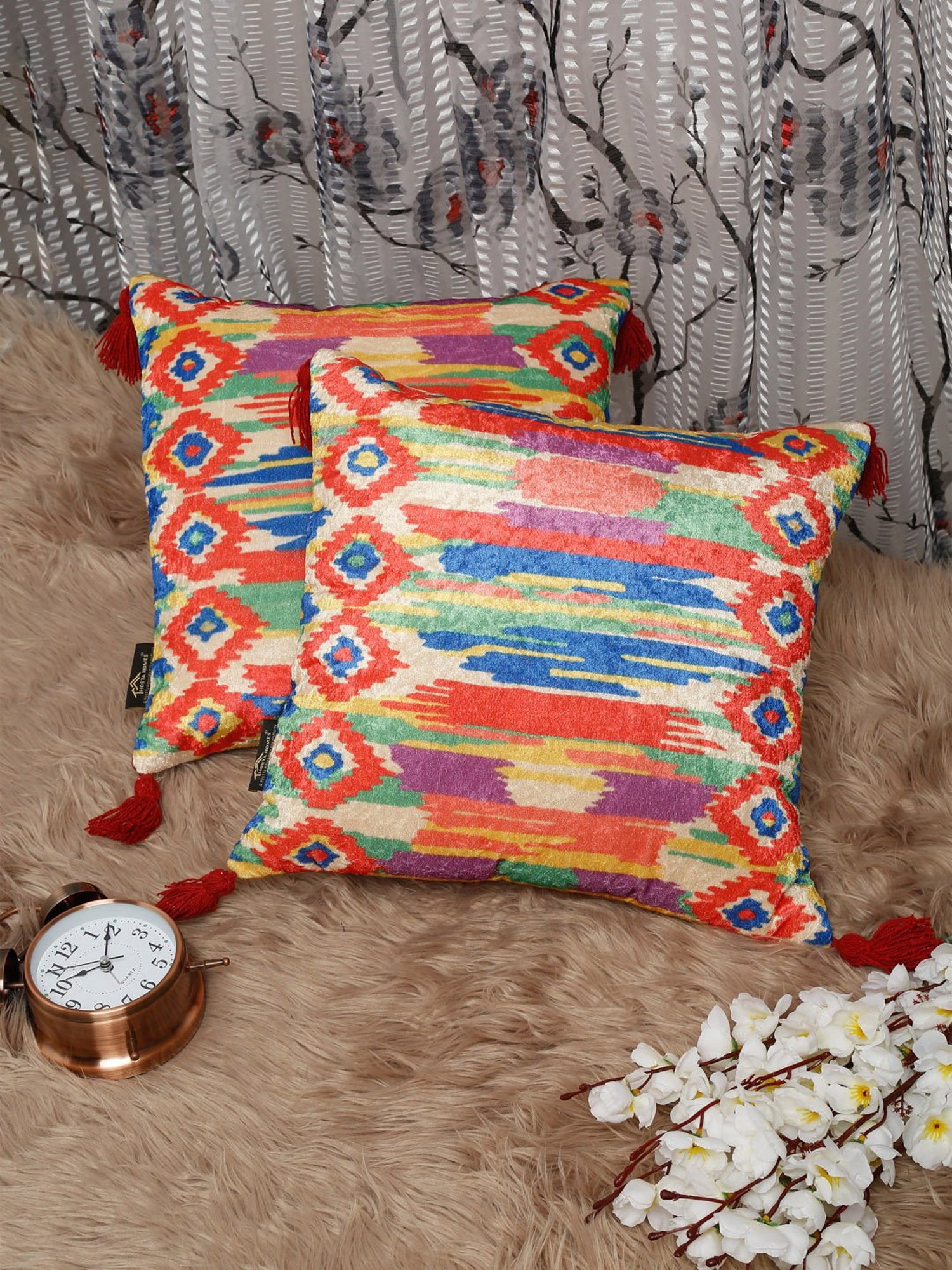 HOSTA HOMES Ultrasonic Abstract Brown 280 TC Polyvelvet Pillow Cover