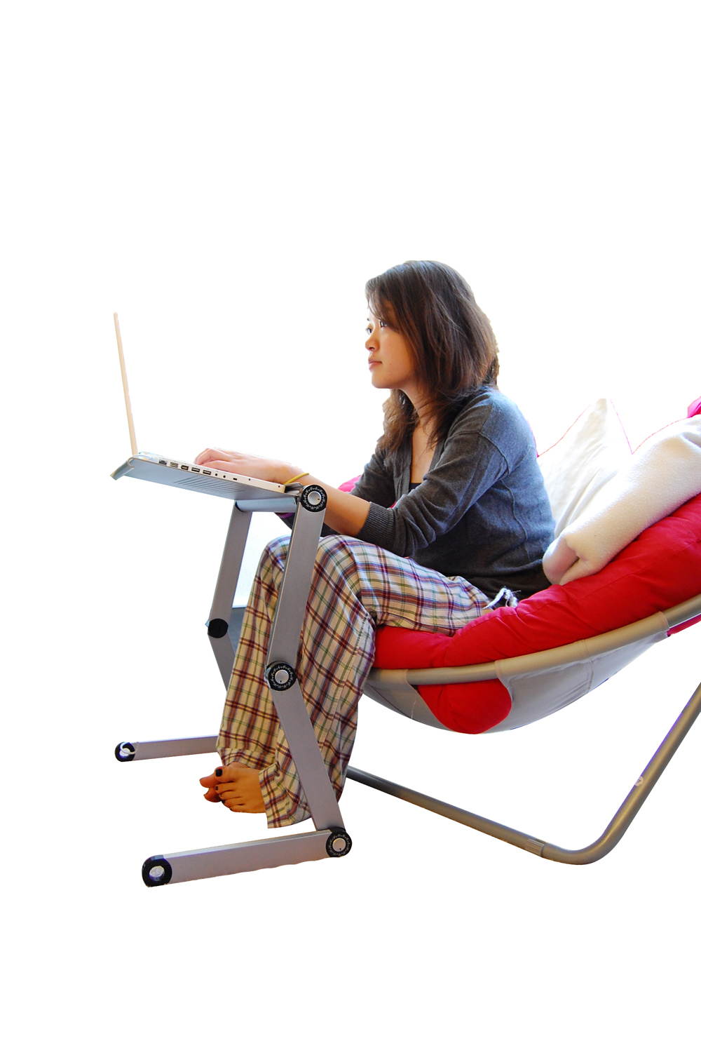 WorkEZ Executive Adjustable Ergonomic Laptop Cooling Stand Lap Desk for Bed Couch with 2 Fans & 3 USB Ports Folding Aluminum Desktop Riser Tray Height Tilt Angle Portable MacBook Cooler Cooling, Black