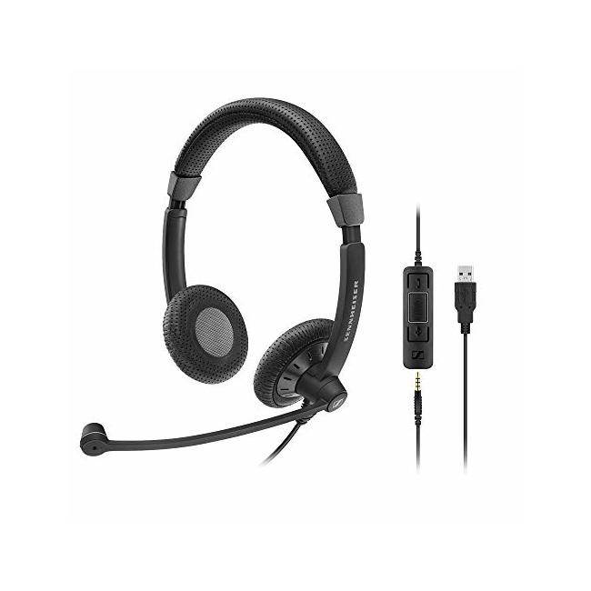 EPOS SC 75 USB MS (1000635) - Double-Sided Business Headset | For Skype for Business, with Mobile Phone, Tablet, Softphone, and PC | HD Sound & Noise-Cancelling Microphone (Black)