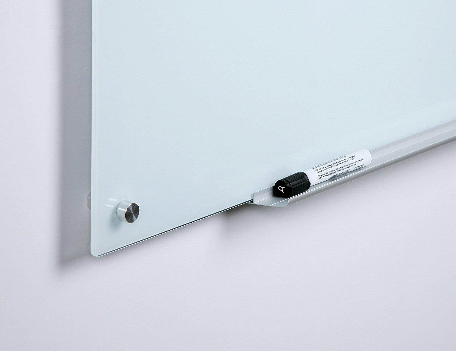 Magnetic Glass Dry-Erase Board Set - 23 5/8" x 35 1/2" - Includes Board, 2 Magnets, and Aluminum Marker Tray
