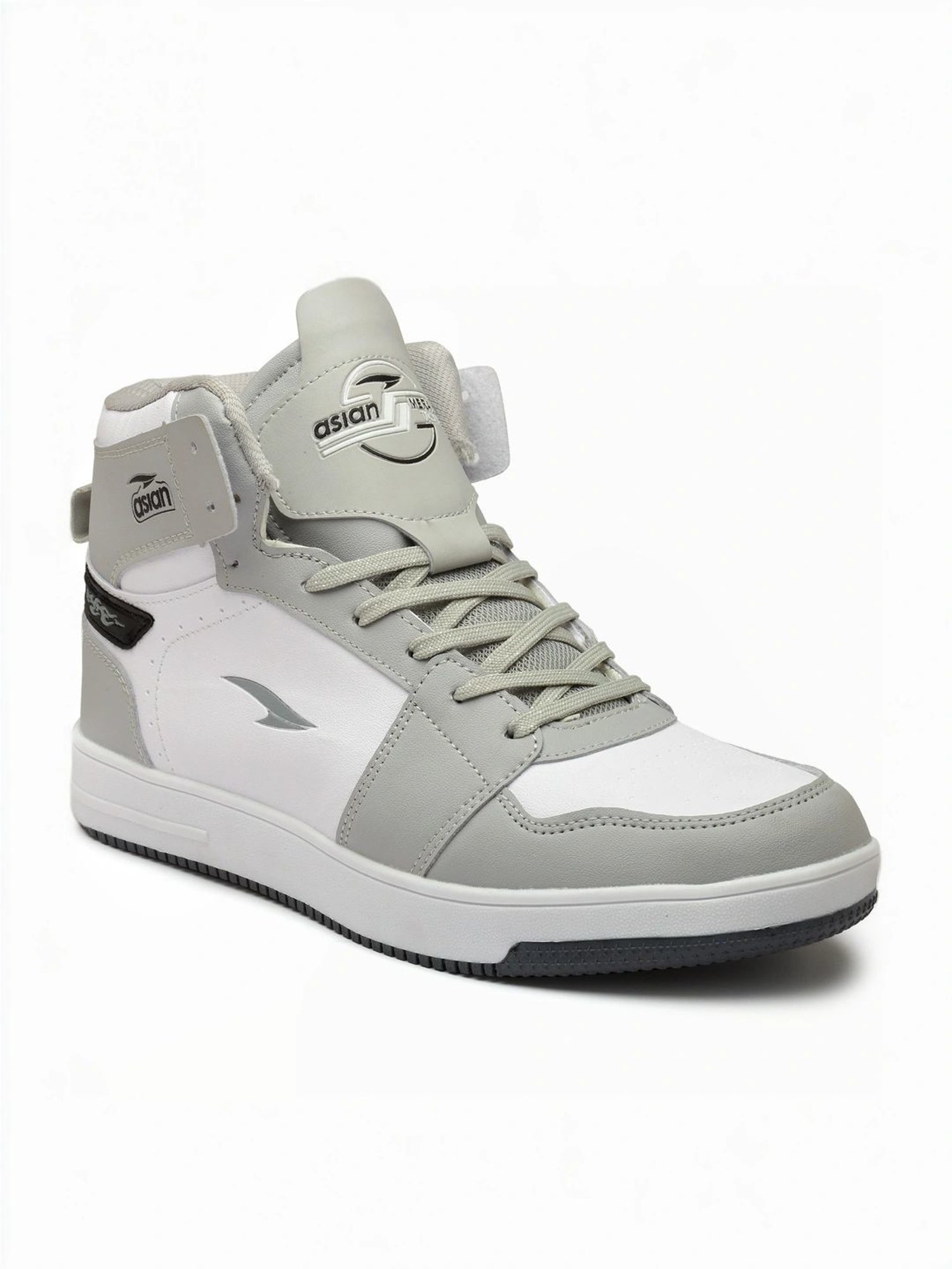 Asian Men's Grey & White Ankle High Sneakers