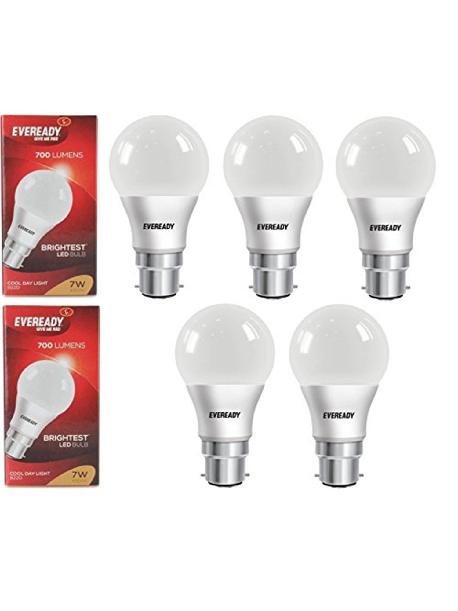 Eveready B22D 7W LED Bulb - Pack of 5 (White)