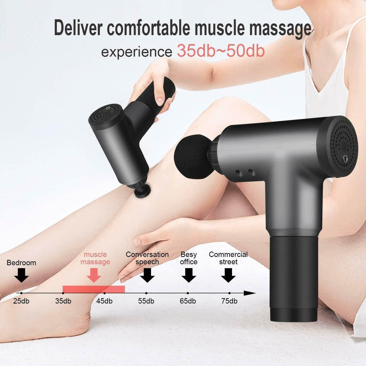 Massage  Percussion Massager Deep Tissue Muscle Vibrng Relaxing + 4 Heads