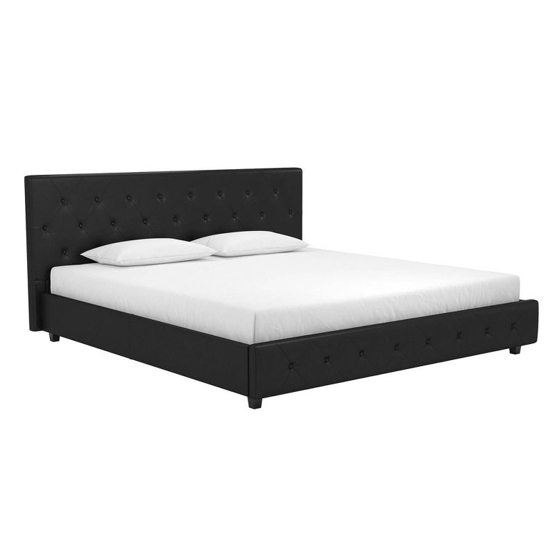 King Dalia Faux Leather Upholstered Bed Black - Room & Joy