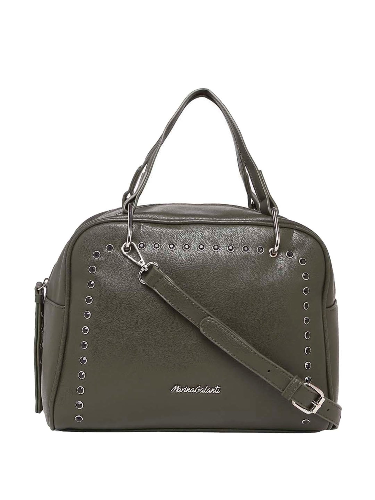 Marina Galanti Olive Embellished Medium Bowler Bag