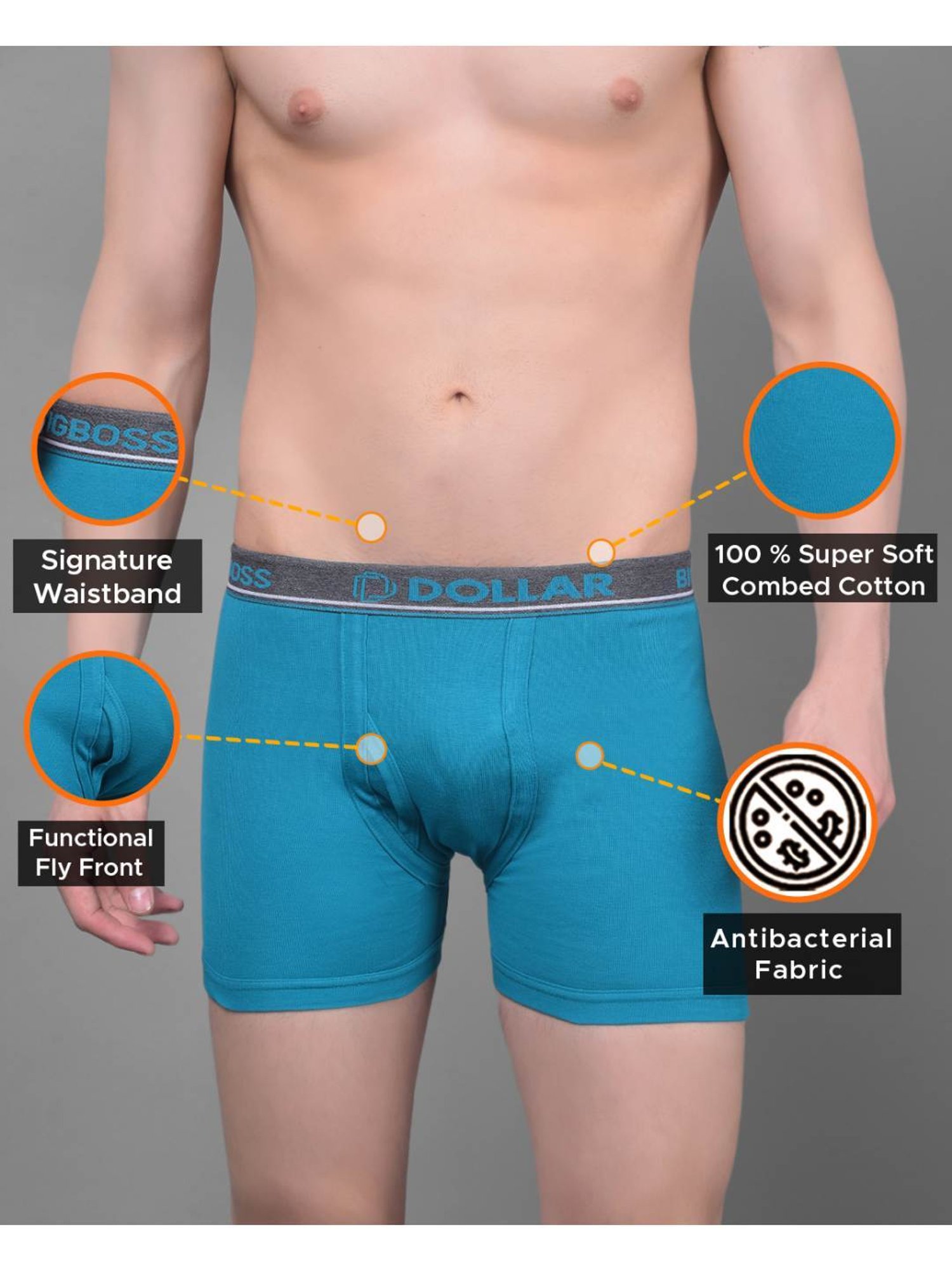 Dollar Bigboss Assorted Cotton Regular Fit Trunks - Pack Of 10