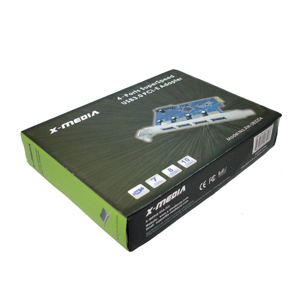 X-MEDIA 4-Port USB 3.0 PCI Express (PCIe) Host Controller Card Adapter