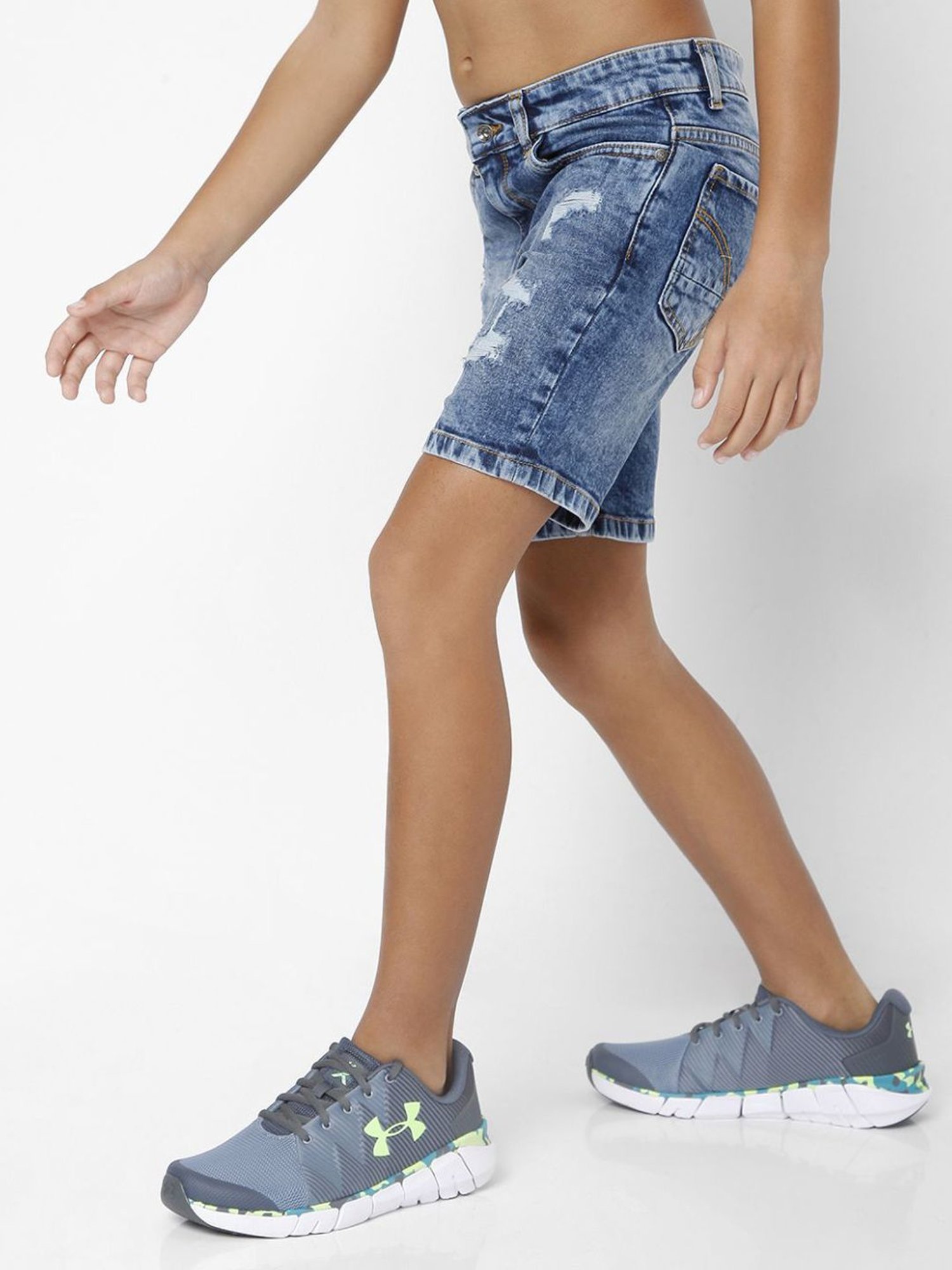 Gas Kids Blue Distressed Shorts