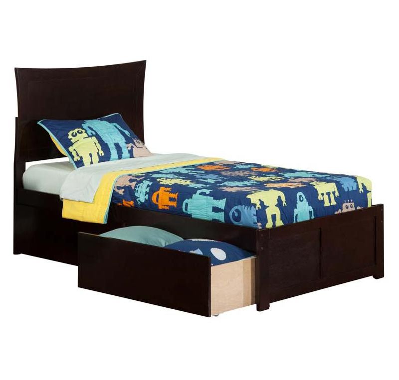Metro Twin XL Flat Panel Foot Board w/ 2 Urban Bed Drawers Espresso - Atlantic Furniture