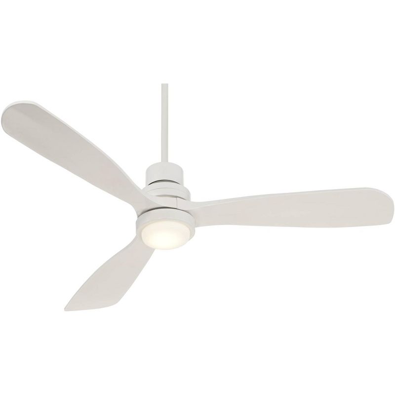 52" Casa Vieja Modern Outdoor Ceiling Fan with Light LED Delta-Wing White Wood Opal Glass Damp Rated for Patio Porch