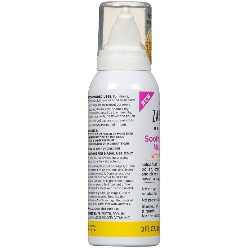 Zarbee's Naturals Soothing Saline Nasal Mist with Vitamin C – 3 fl oz