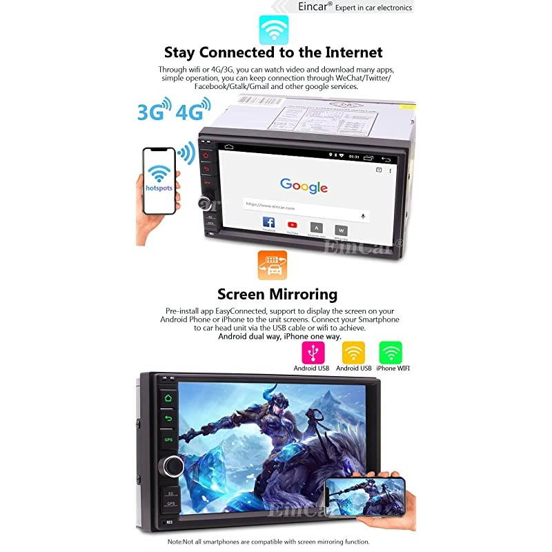 10.0 Double Din Car Stereo GPS Navigation Car Radio Capacitive Touch Screen in Dash Bluetooth Video Player 2 Din Autoradio with WiFi USB Mirrorlink 1080P + Rearview Camera