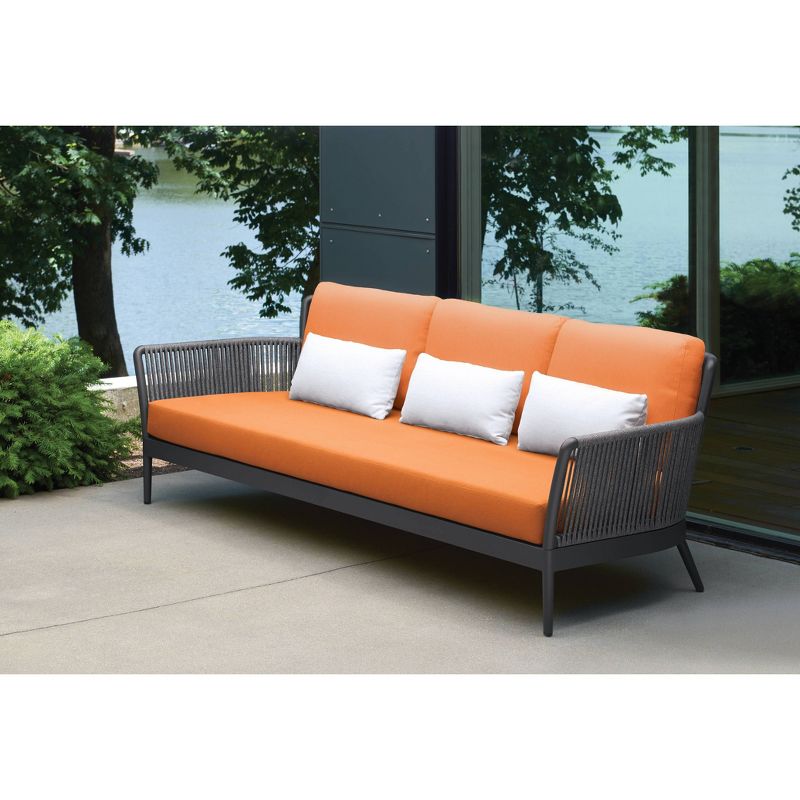 85" Nette Sofa with Pillows Black/Orange/Gray - Oxford Garden
