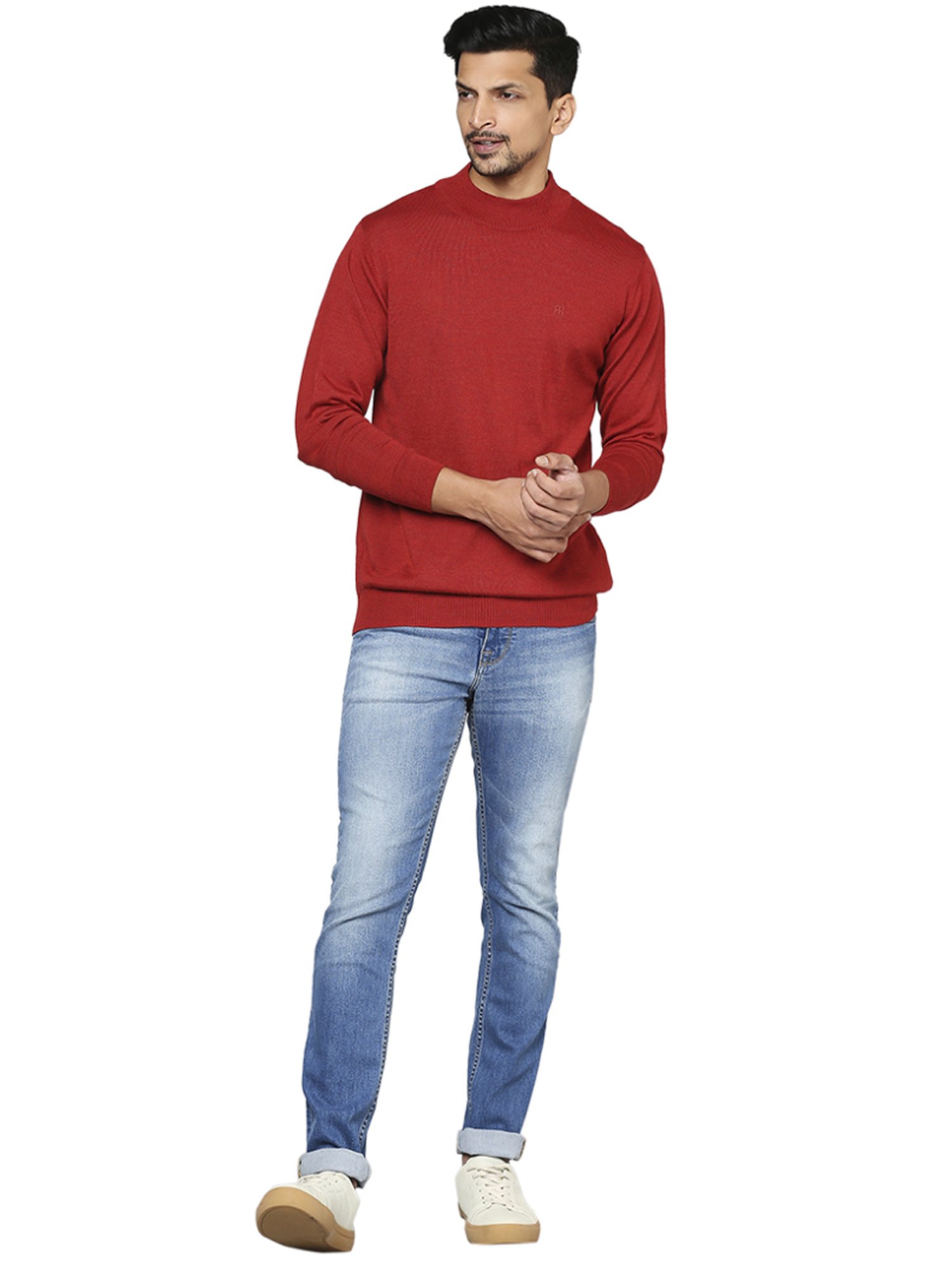 Raymond Red  Regular Fit Sweaters
