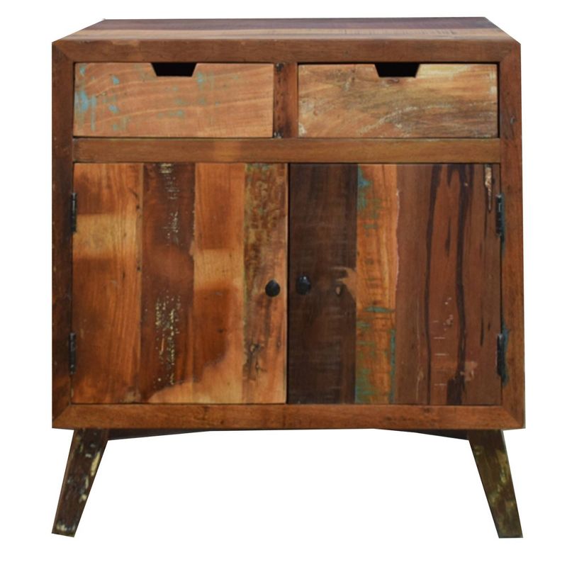 2 Drawer Handcrafted Wooden Storage Cabinet with 2 Doors Brown - The Urban Port