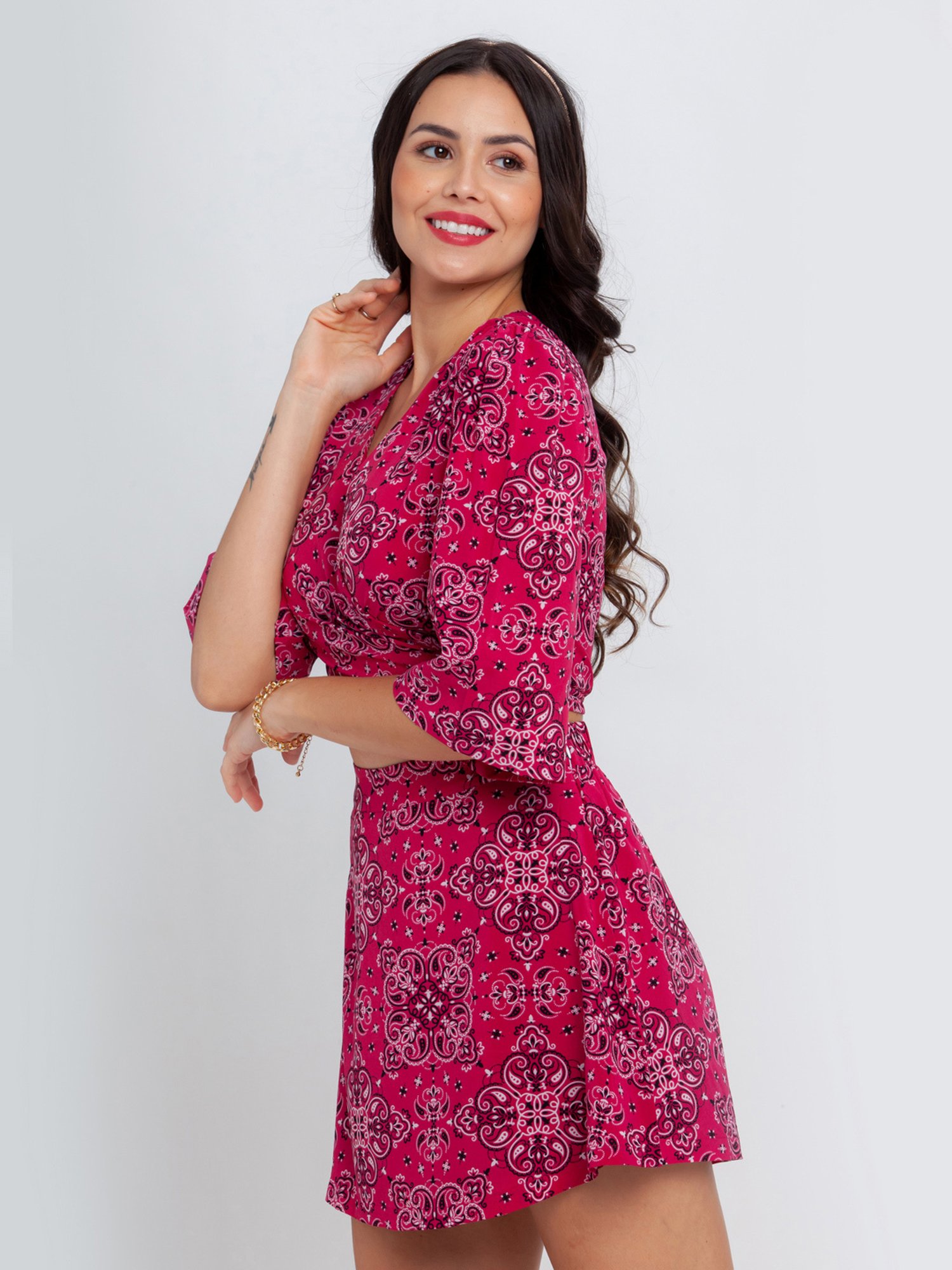 Zink London Pink Printed Crop Top