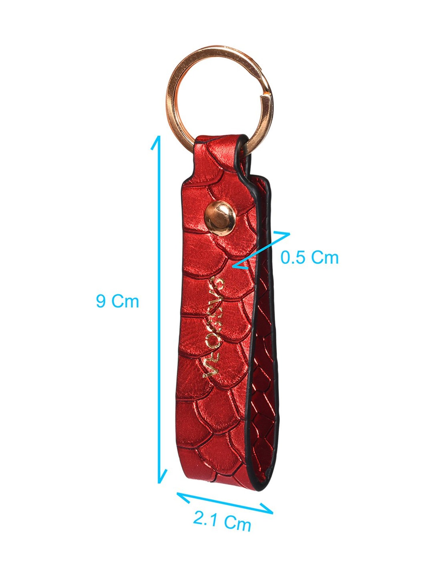 SASSORA Metallic Red Leather Keychain Key Ring Holders Anniversary Gift, Birthday Gift - Pack of 2