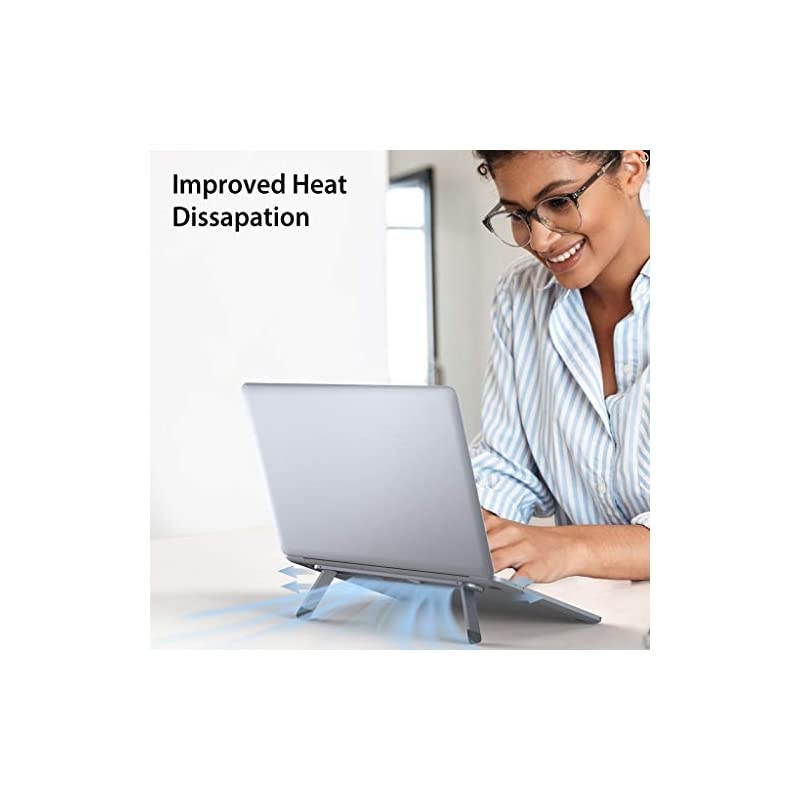 Laptop Cooling Stand Aluminum Portable Foldable Ergonomic Notebook Lift Holder for Desk Table Compatible with MacBook Air Pro Dell XPS HP Lenovo and More 10156 Laptops BS103 Gray