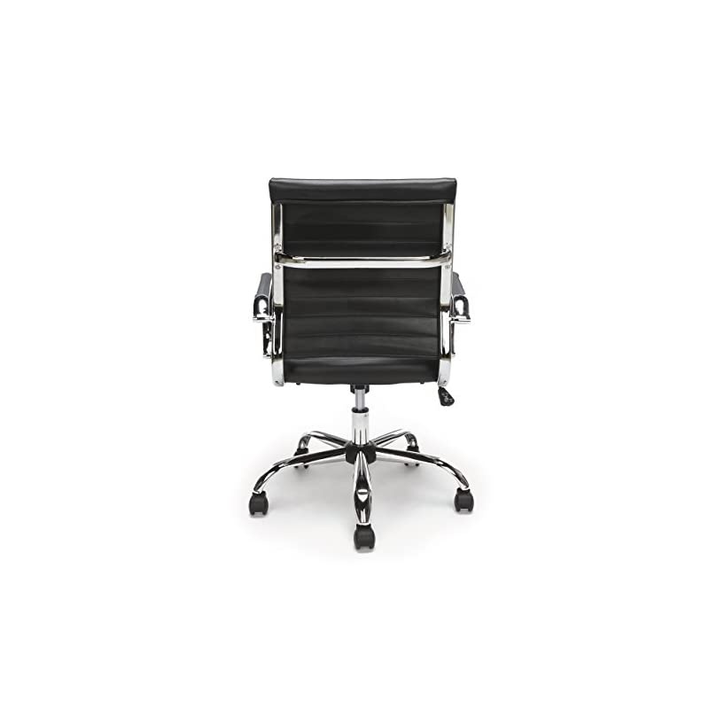 ESS Collection Soft Ribbed Bonded Leather Executive Conference Chair, in Black (ESS-6095-BLK)