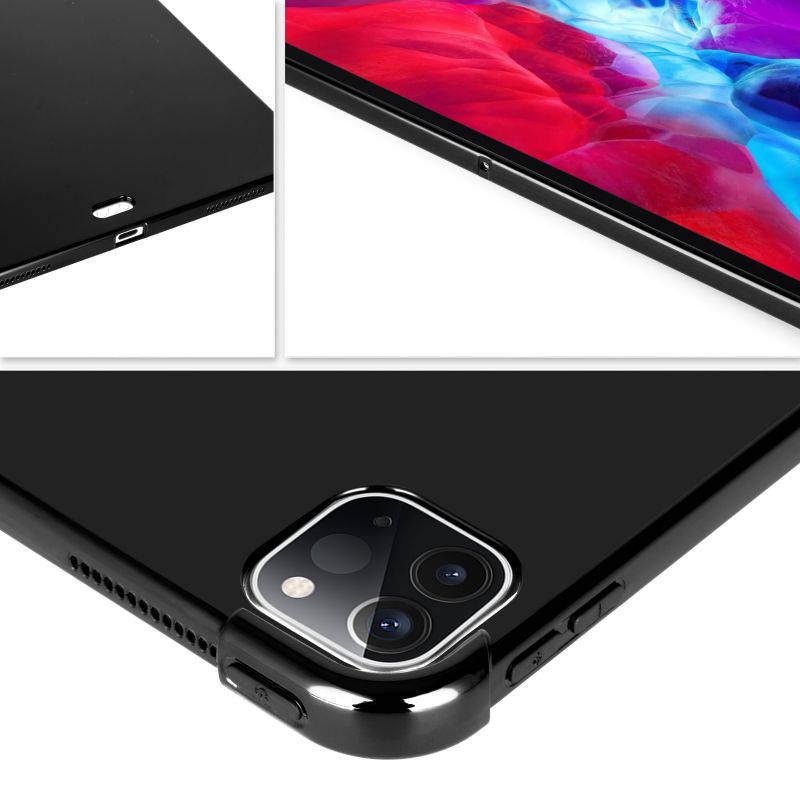 KIQ Slim & Lightweight Premium TPU Skin Case Cover for Apple iPad Pro 12.9 2020 [Black]