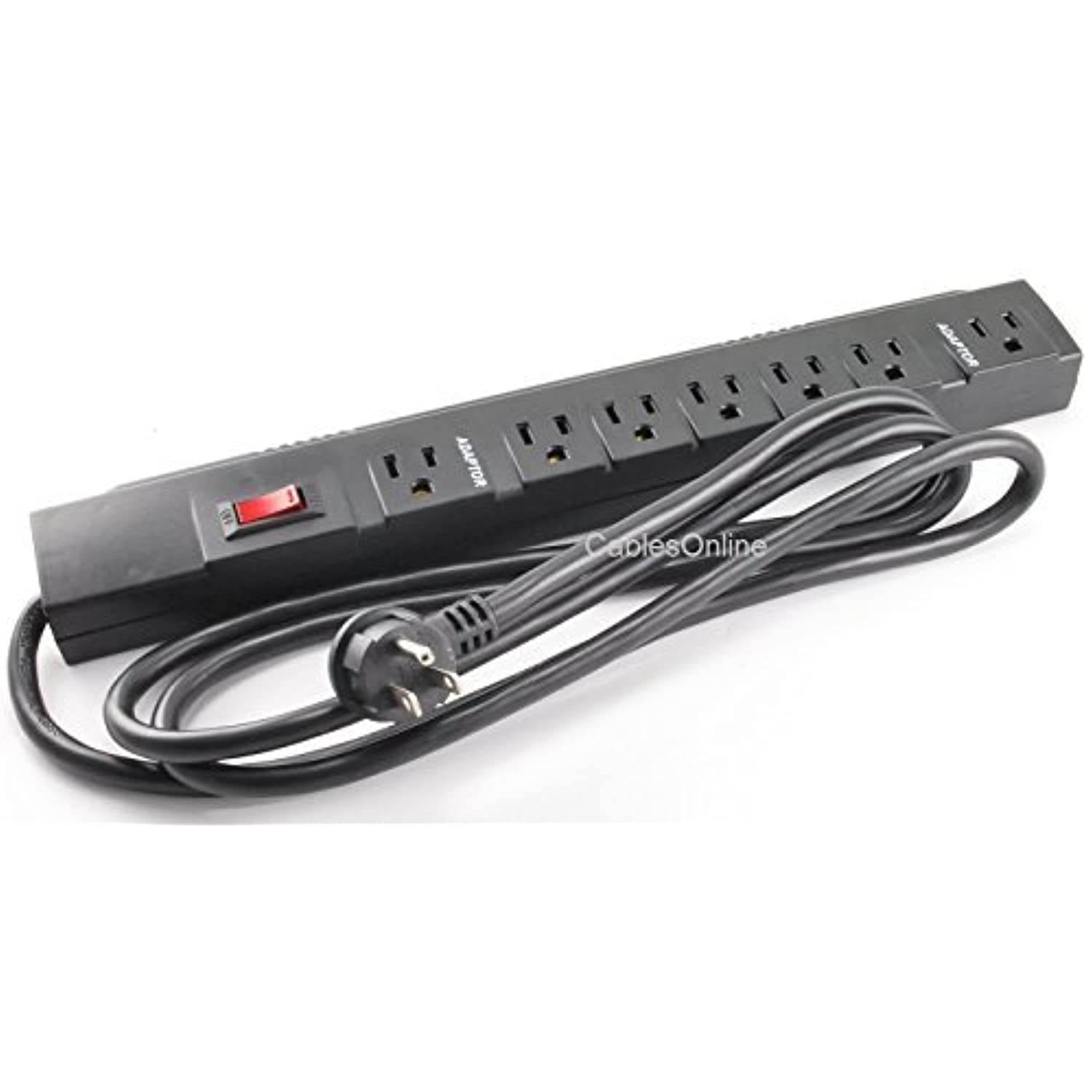 CablesOnline, Power Strip with 5 Horizontal + 2 Adapter Outlets w/6-foot Cable , SP-036