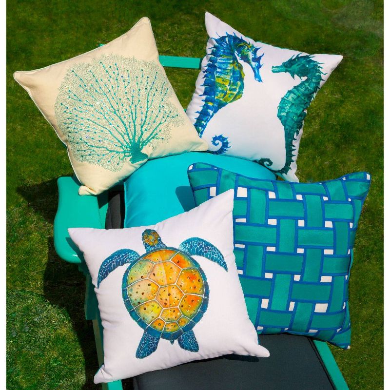 2pk Printed Seahorse Patio Throw Pillow - Edie@Home