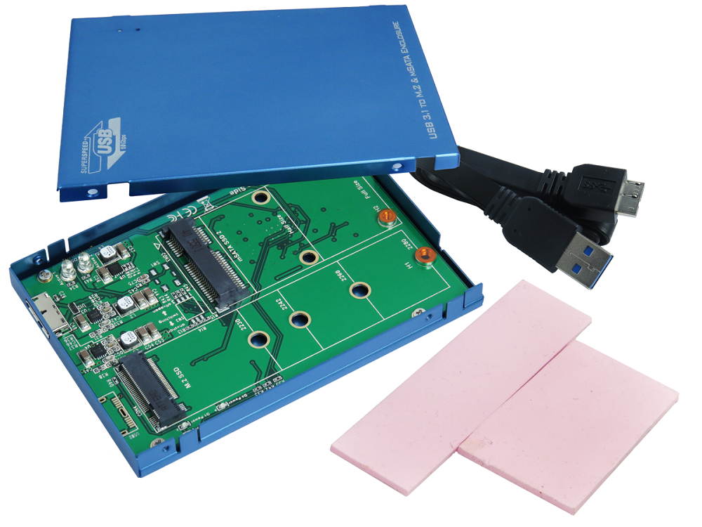 Innocard USB 3.1 / 10Gbps micro B type to M.2 SSD & mSATA SSD Convertor with 2.5" Enclosure 
(M.2 & mSATA SSD  simultaneous)