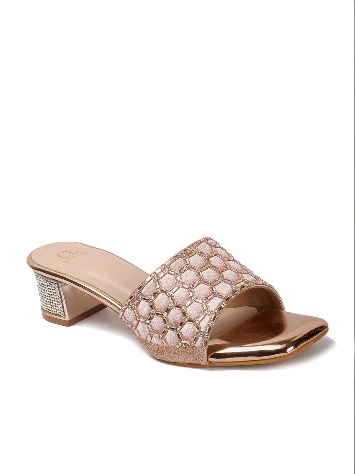 Carlton London Women's Rose Gold Ethnic Sandals