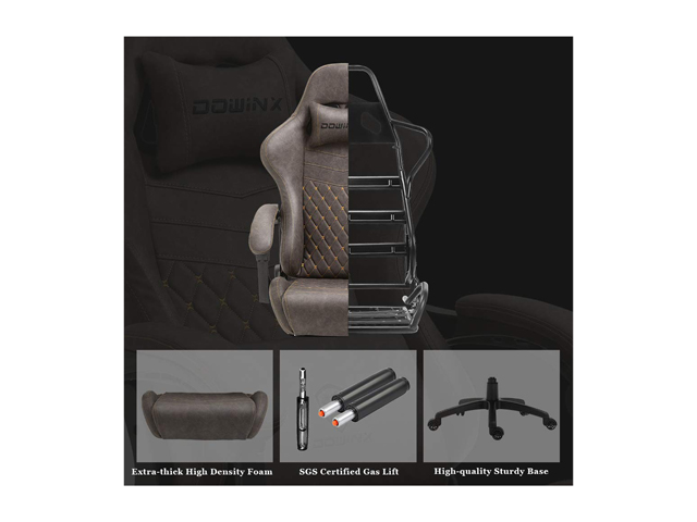 Dowinx Gaming Chair Office Chair PC Chair with Massage Lumbar Support, Racing Style PU Leather High Back Adjustable Swivel Task Chair with Footrest (Black&Red)