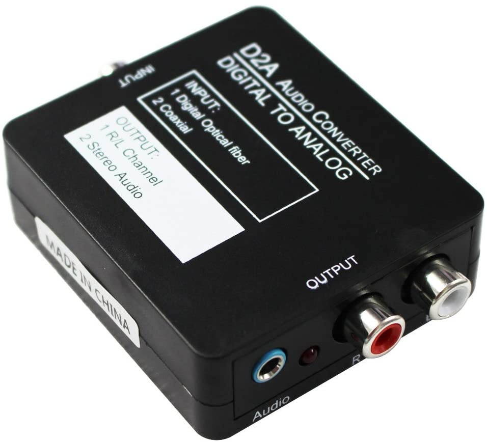 Digital Optical Coaxial Toslink Signal to Analog Audio Converter Adapter RCA L/R Support Earphone with USB Power Cable